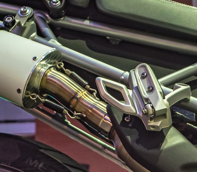 Exhaust compatible with Triumph Tiger 900 2020-2023, Albus Evo4, Slip-on exhaust including removable db killer and link pipe, EPA-compliant 