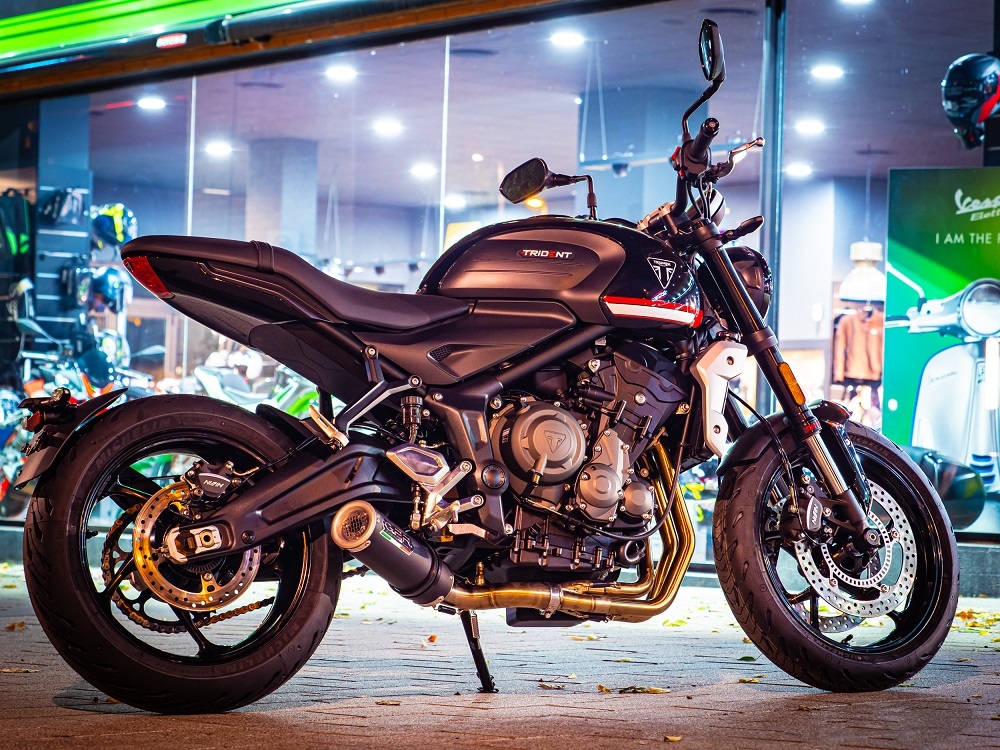 Exhaust compatible with Triumph Trident 660 2021-2024, M3 Black Titanium, Full system exhaust, including removable db killer 