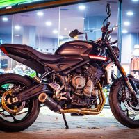 Exhaust compatible with Triumph Trident 660 2021-2024, M3 Black Titanium, Full system exhaust, including removable db killer 
