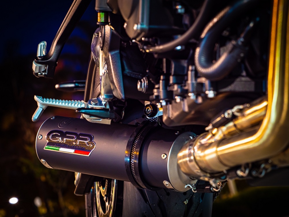 Exhaust compatible with Triumph Trident 660 2021-2024, M3 Black Titanium, Full system exhaust, including removable db killer 