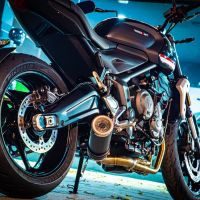 Exhaust compatible with Triumph Trident 660 2021-2024, M3 Black Titanium, Full system exhaust, including removable db killer 