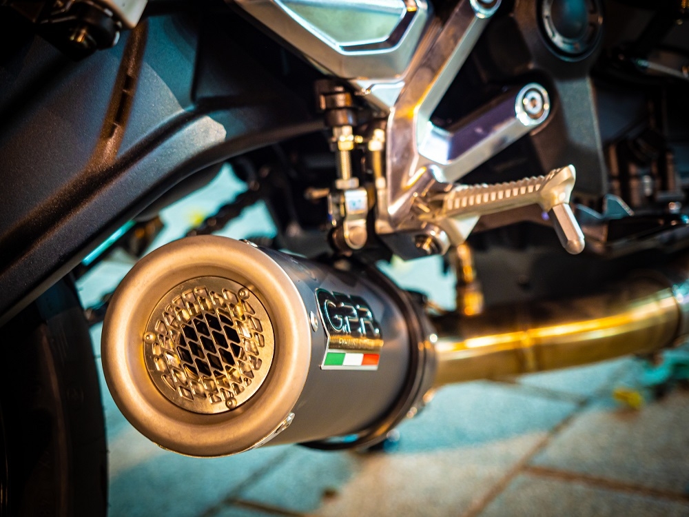 Exhaust compatible with Triumph Trident 660 2021-2024, M3 Black Titanium, Full system exhaust, including removable db killer 