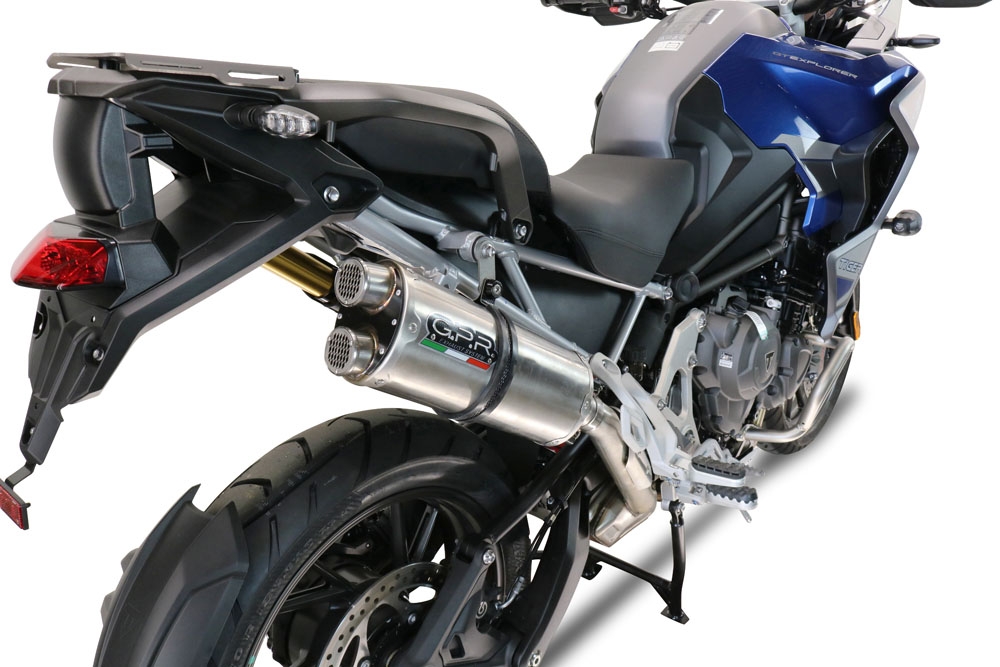 Exhaust compatible with Triumph Tiger 1200 Gt - Rally 2022-2024, Dual Inox, Slip-on exhaust including removable db killer and link pipe, EPA-compliant 