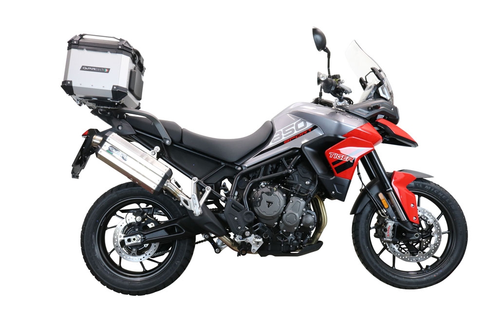 Top case GPR TECH compatible with  Triumph Tiger 900 2020/2023 e5 GPR TECH Top case in aluminum, silver color with specific plate included Capacity 35 LT.