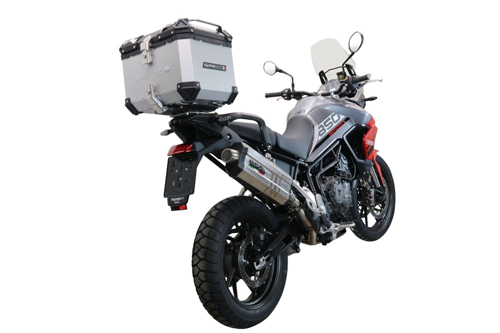 Top case GPR TECH compatible with  Triumph Tiger 900 2020/2023 e5 GPR TECH Top case in aluminum, silver color with specific plate included Capacity 35 LT.