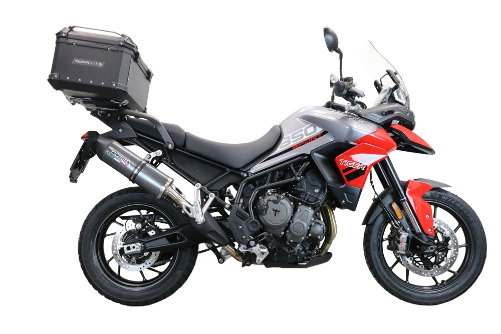 Top case GPR TECH compatible with  Triumph Tiger 1200 Gt - Rally 2022/2024 e5 GPR TECH Top case in aluminum, black color with specific plate included Capacity 55 LT.