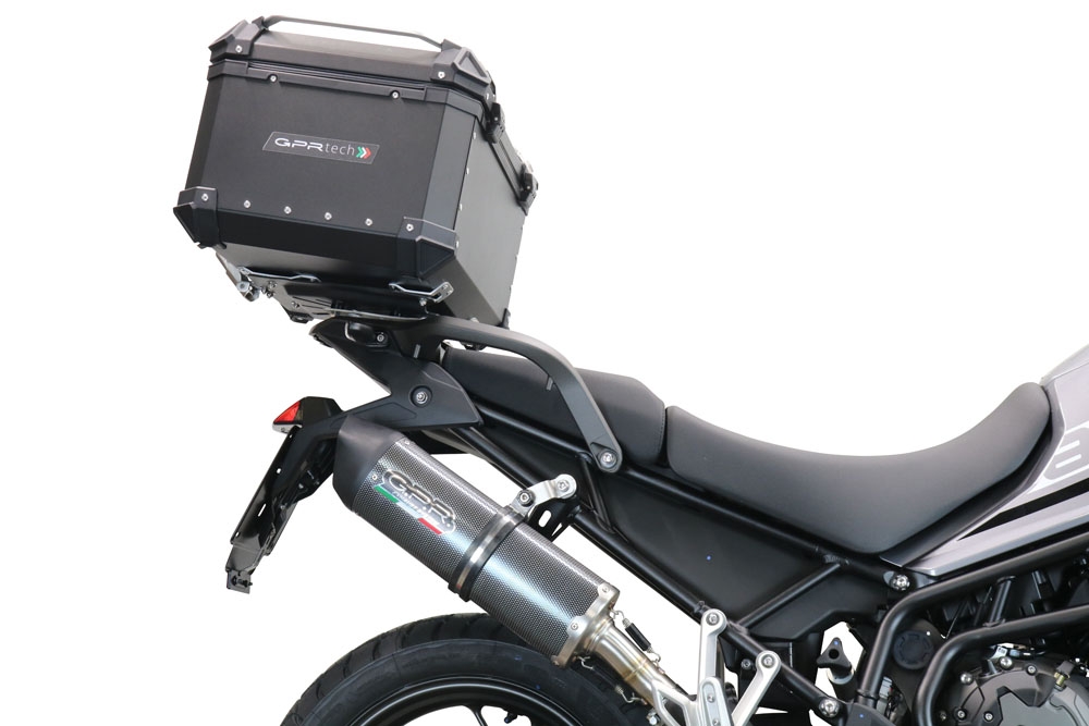 Top case GPR TECH compatible with  Triumph Tiger 1200 Gt - Rally 2022/2024 e5 GPR TECH Top case in aluminum, black color with specific plate included Capacity 55 LT.