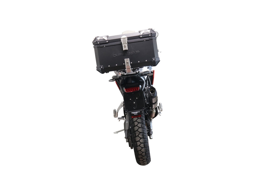 Top case GPR TECH compatible with  Triumph Tiger 1200 Gt - Rally 2022/2024 e5 GPR TECH Top case in aluminum, black color with specific plate included Capacity 55 LT.