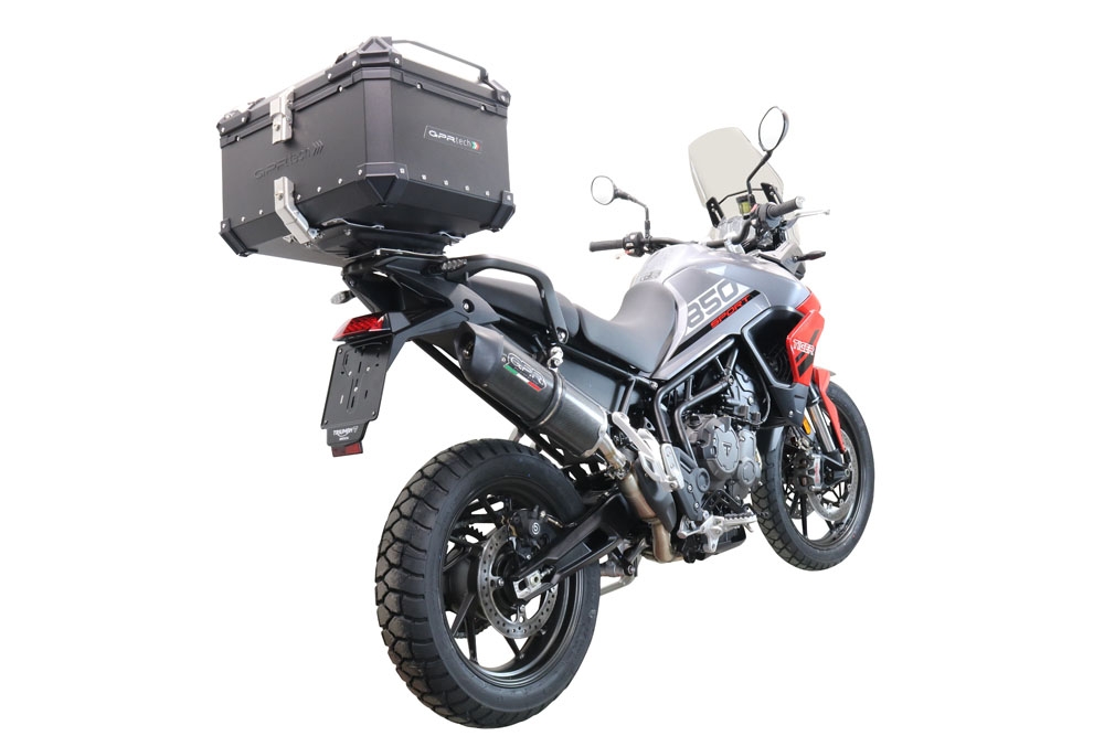 Top case GPR TECH compatible with  Triumph Tiger 1200 Gt - Rally 2022/2024 e5 GPR TECH Top case in aluminum, black color with specific plate included Capacity 55 LT.