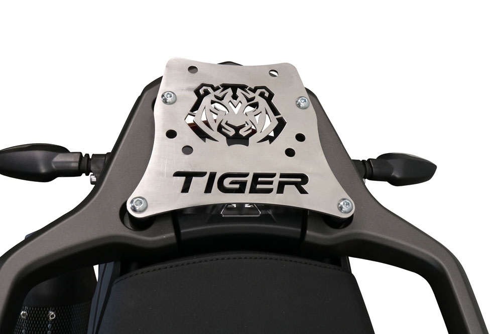 GPR TECH compatible with  Triumph Tiger 1200 Gt - Rally 2022/2024 e5 GPR TECH SPECIFIC TITANIUM PLATE TOP CASE-ALPITECH 35/55 LT compatible with original luggage rack,titanium made with 4 anchor points