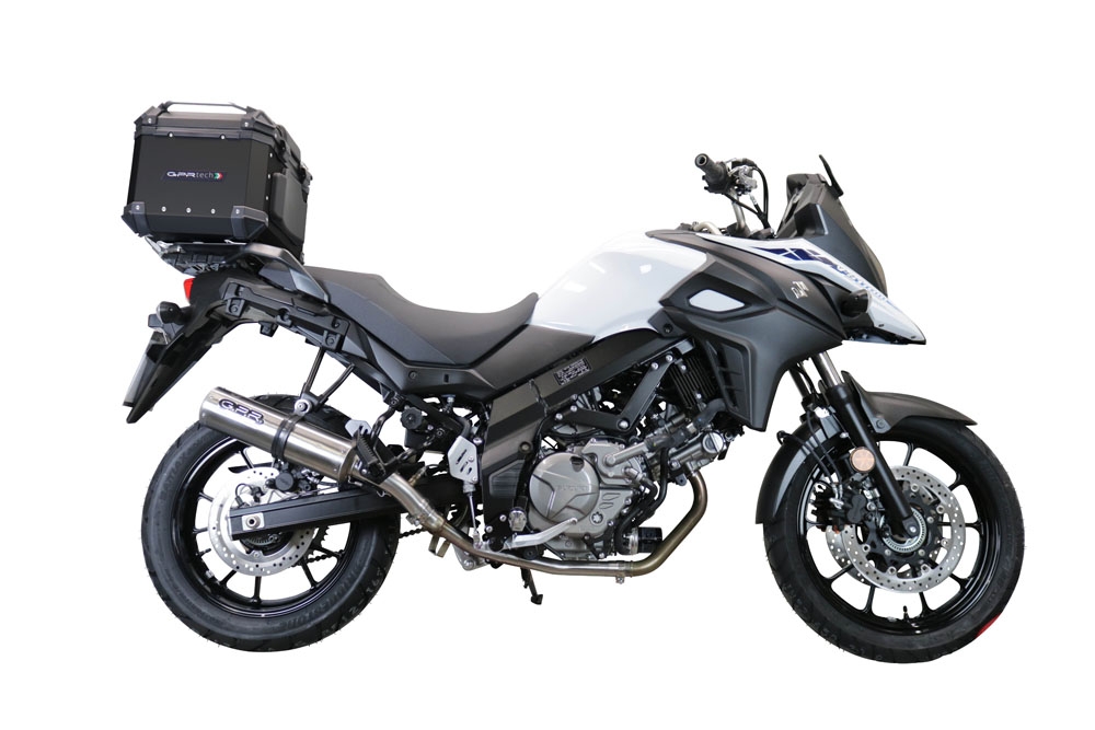 Top case GPR TECH compatible with  Suzuki V-Strom 1050 Xt/De 2020/2024 e5 GPR TECH Top case in aluminum, silver color with specific plate included Capacity 35 LT.