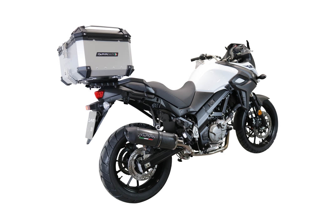 Top case GPR TECH compatible with  Suzuki V-Strom Dl 1000 2017/2019 e4 GPR TECH Top case in aluminum, silver color with specific plate included Capacity 55 LT.