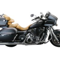 Exhaust compatible with Kawasaki Vulcan VN 1700 Voyager ABS 2011-2016, Maxy Deeptone Cruiser, Dual slip-on including removable db killers and link pipes, EPA-compliant 