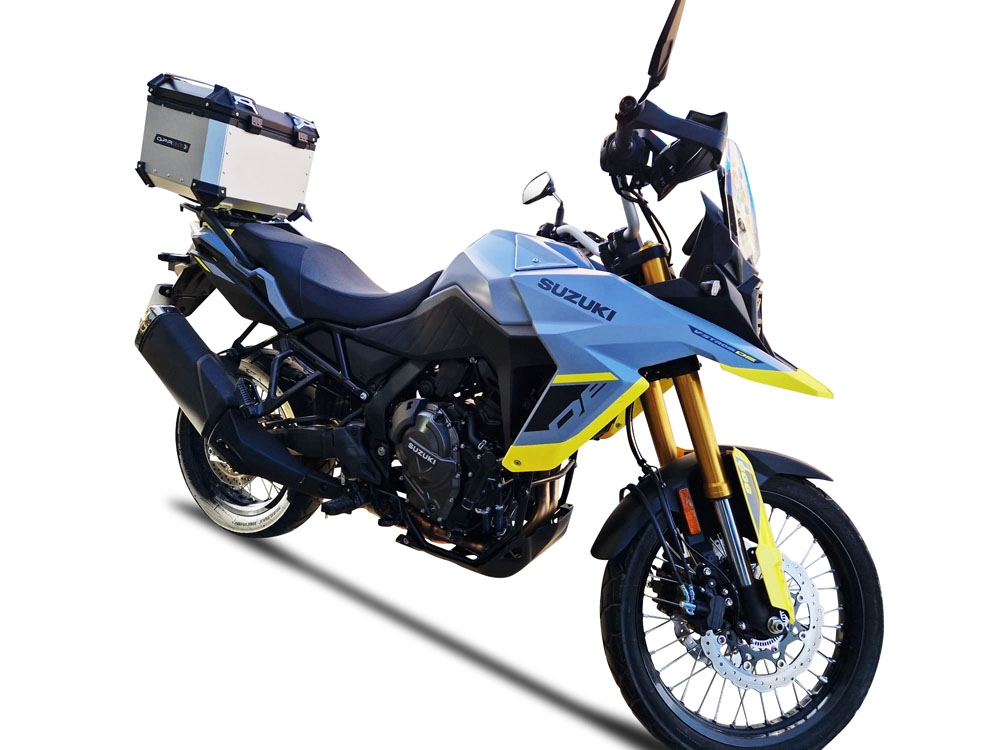 Top case GPR TECH compatible with  Suzuki V-STROM DL 800 DE - SE 2023-2025 e5 GPR TECH Top case in aluminum, silver color with specific plate included Capacity 45 LT.