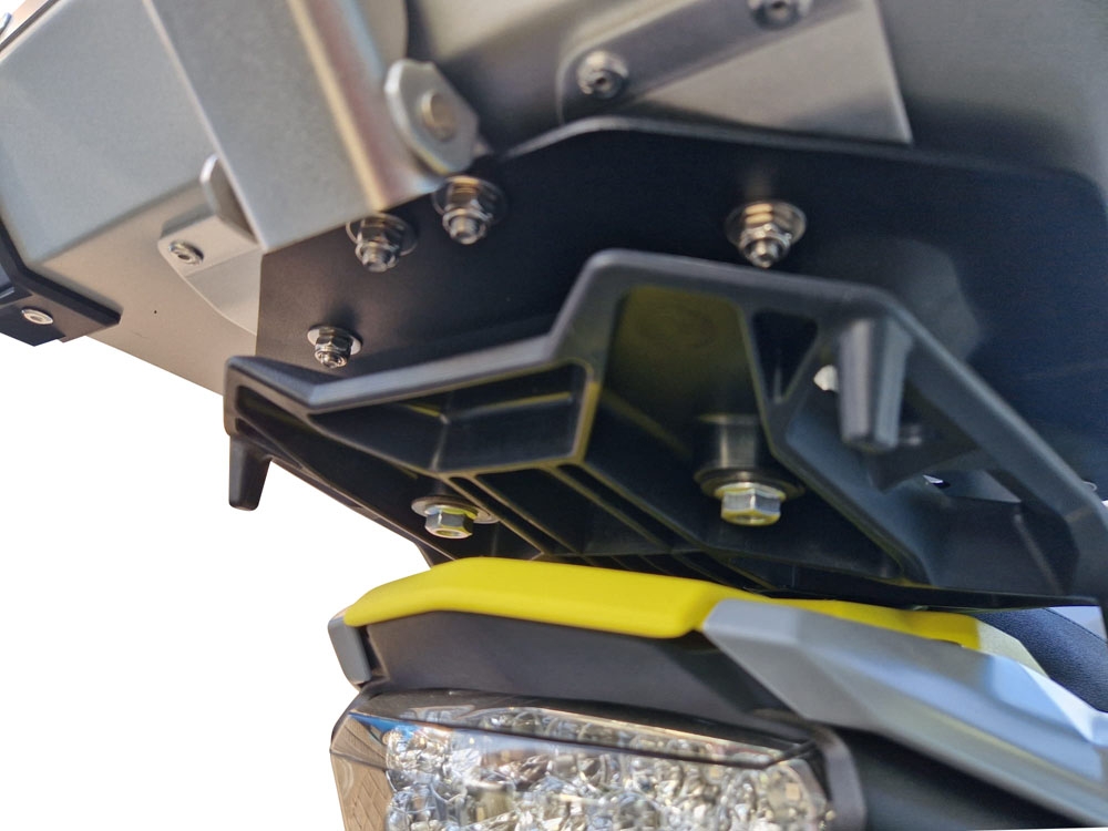 GPR TECH compatible with  Suzuki V-Strom Dl 1000 2017/2019 e4 GPR TECH Specific fitting plate Top Case ALPITECH 55 LT compatible with original luggage rack,stainless steel made with 4 anchor points