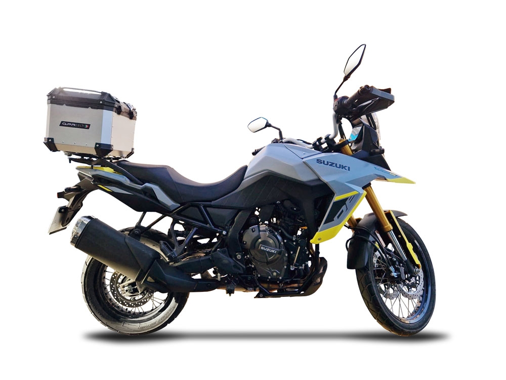 Top case GPR TECH compatible with  Suzuki V-STROM DL 800 DE - SE 2023-2025 e5 GPR TECH Top case in aluminum, silver color with specific plate included Capacity 45 LT.