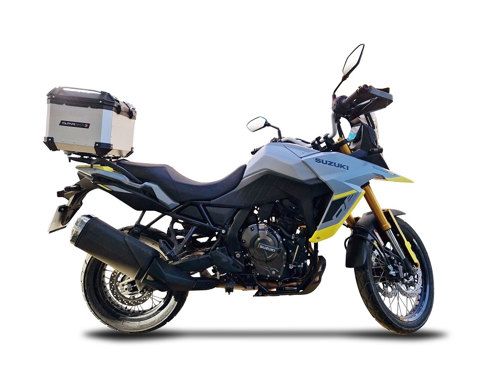 Top case GPR TECH compatible with  Suzuki V-Strom 1050 Xt/De 2020/2024 e5 GPR TECH Top case in aluminum, silver color with specific plate included Capacity 45 LT.
