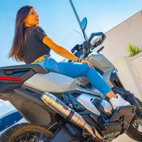 Exhaust compatible with Honda X-Adv 750 2016-2020, Deeptone Inox, Slip-on exhaust including removable db killer and link pipe, EPA-compliant 