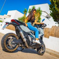 Exhaust compatible with Honda X-Adv 750 2021-2024, Satinox, Slip-on exhaust including removable db killer and link pipe, EPA-compliant 