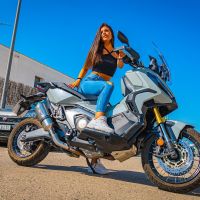 Exhaust compatible with Honda X-Adv 750 2021-2024, Satinox, Slip-on exhaust including removable db killer and link pipe, EPA-compliant 