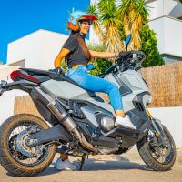 Exhaust compatible with Honda Forza 750 2021-2024, M3 Titanium Natural, Slip-on exhaust including removable db killer and link pipe, EPA-compliant 