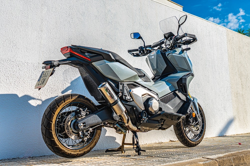 Exhaust compatible with Honda Forza 750 2021-2024, M3 Titanium Natural, Slip-on exhaust including removable db killer and link pipe, EPA-compliant 