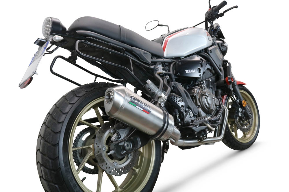 Exhaust compatible with Yamaha XSR700 2021-2024, Satinox , Full system exhaust, including removable db killer 