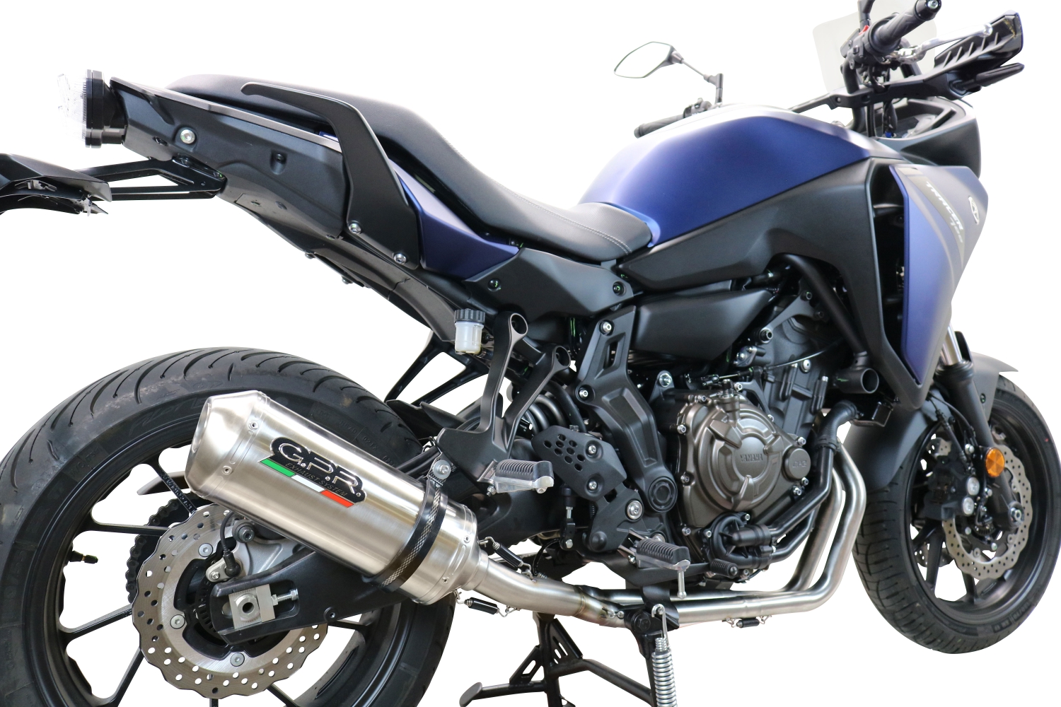 Exhaust compatible with Yamaha Tracer 7 2021-2024, Satinox , Full system exhaust, including removable db killer 