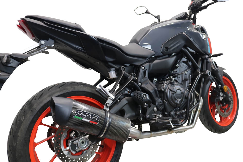 GPR exhaust compatible with Yamaha Mt-07  2021-2024, Furore Evo4 Poppy, Homologated legal full system exhaust, including removable db killer and catalyst 