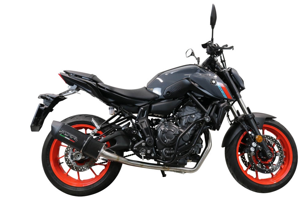 GPR exhaust compatible with Yamaha Mt-07  2021-2024, Furore Evo4 Poppy, Homologated legal full system exhaust, including removable db killer and catalyst 