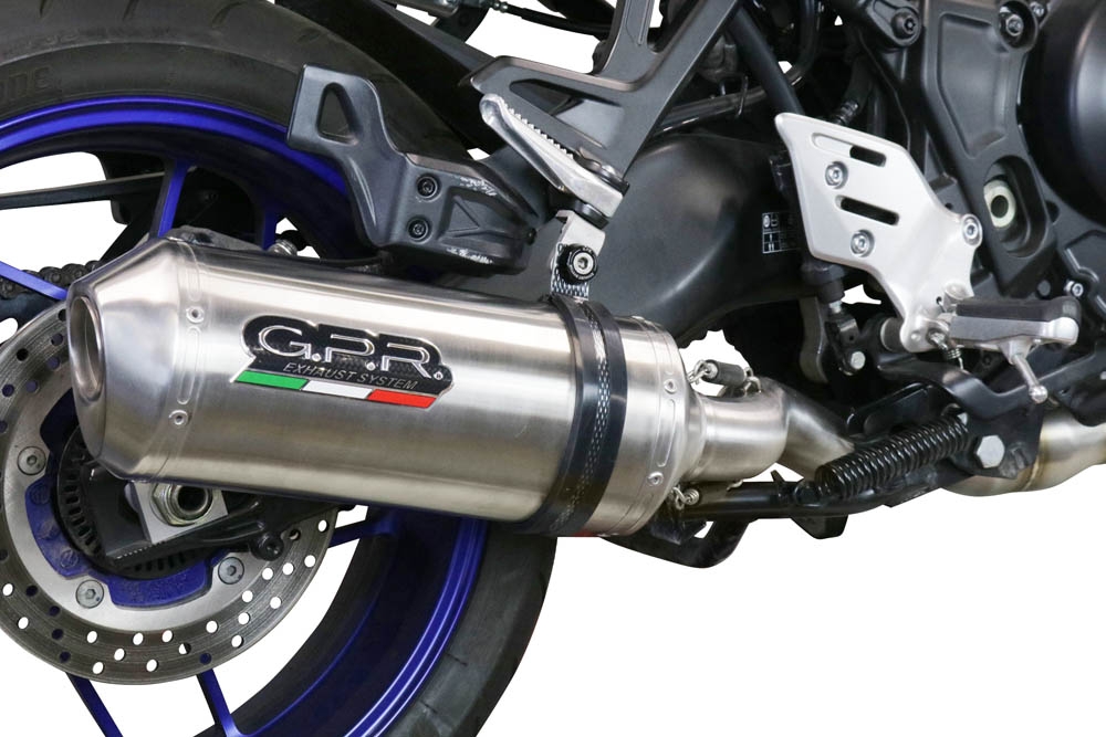 GPR exhaust compatible with Yamaha Tracer 9 2021-2024, Satinox , Homologated legal full system exhaust, including removable db killer and catalyst 