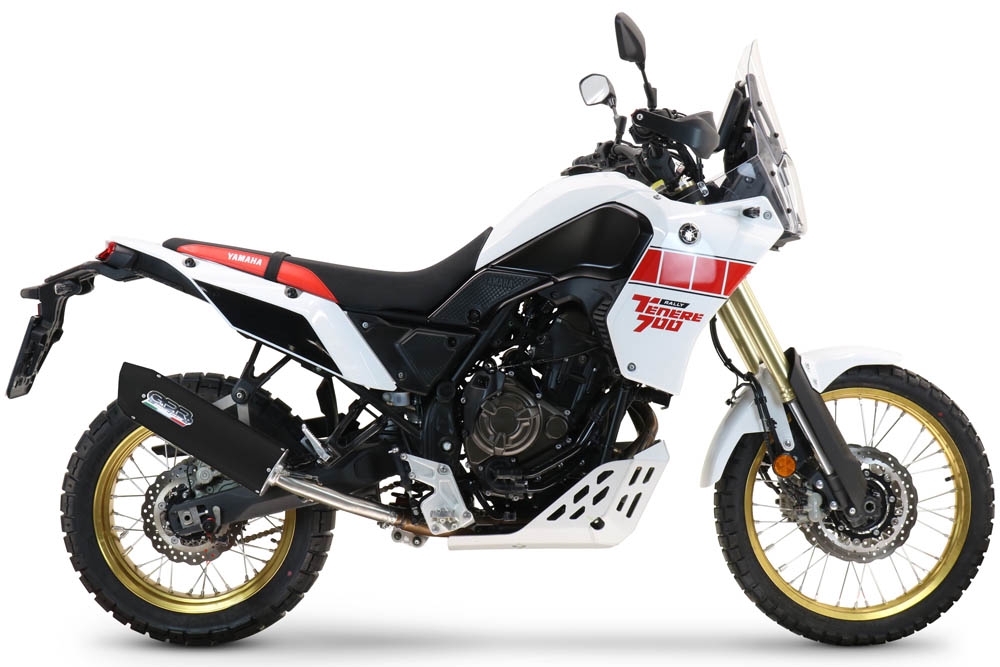 Exhaust compatible with Yamaha Tenere 700 2019-2020, Furore Evo4 Nero, Slip-on exhaust including removable db killer and link pipe, EPA-compliant 