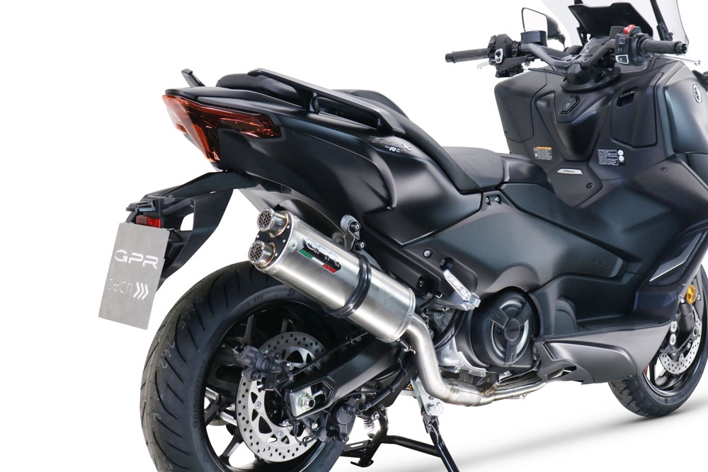 GPR exhaust compatible with Yamaha T-Max 560 2020-2021, Dual Inox, Homologated legal full system exhaust, including removable db killer and catalyst 