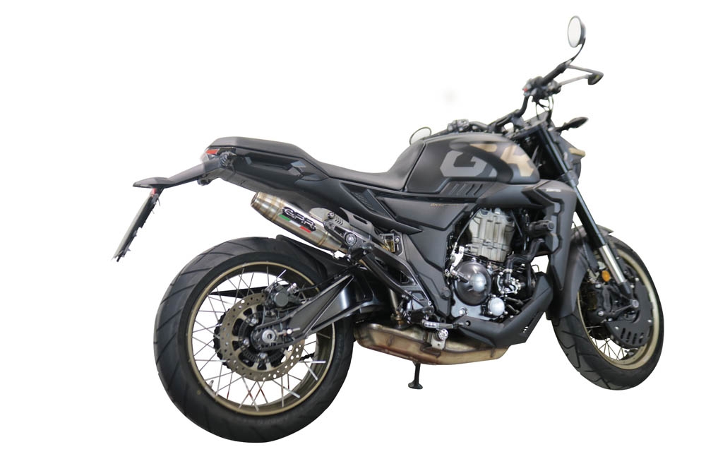 Exhaust compatible with Zontes 350 T1 ADV 2022-2024, Deeptone Inox, Slip-on exhaust including removable db killer and link pipe, EPA-compliant 