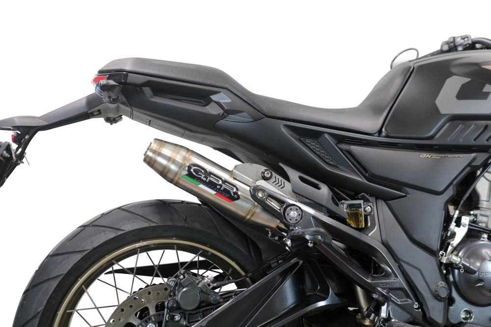 Exhaust compatible with Zontes 350 T1 ADV 2022-2024, Deeptone Inox, Slip-on exhaust including removable db killer and link pipe, EPA-compliant 