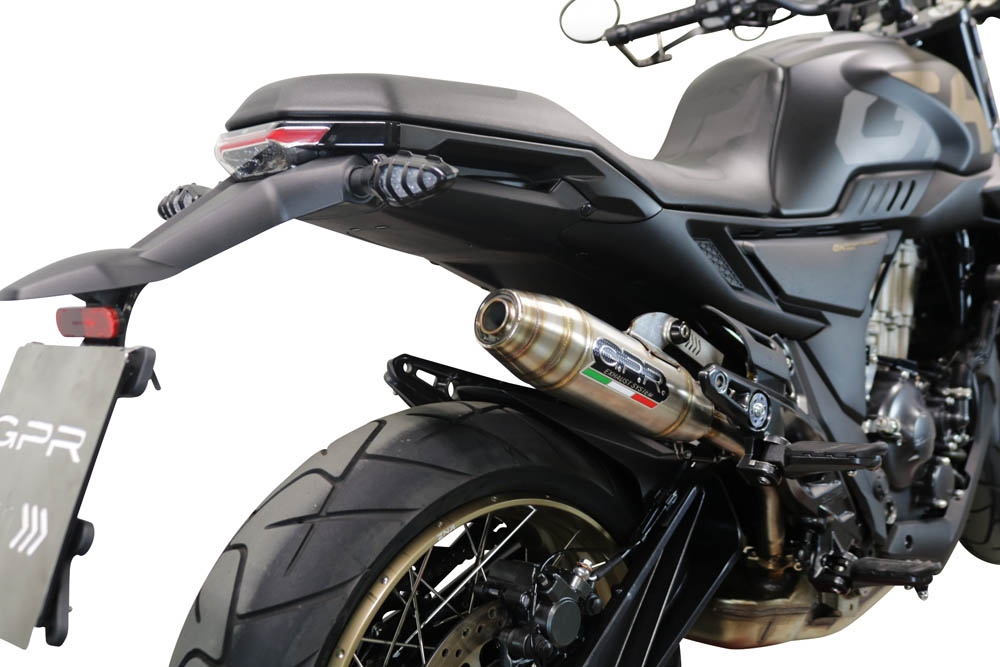 Exhaust compatible with Zontes 350 T1 ADV 2022-2024, Deeptone Inox, Slip-on exhaust including removable db killer and link pipe, EPA-compliant 
