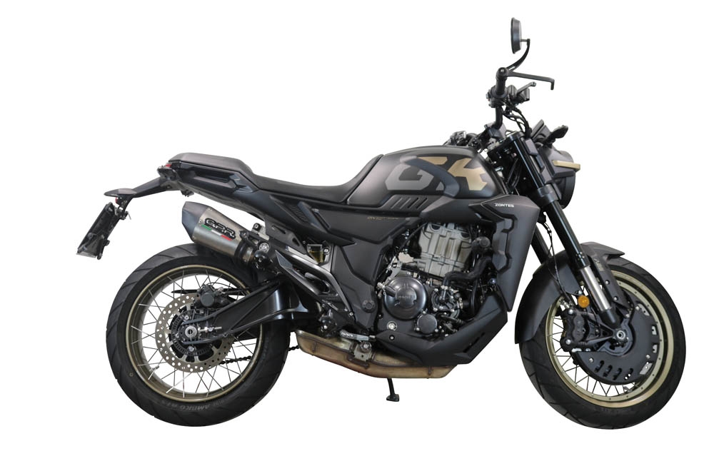 GPR exhaust compatible with  Zontes 350 T1 ADV 2022-2024, New Grand Prix Evo Titanium, Slip-on exhaust including removable db killer and link pipe, EPA-compliant 