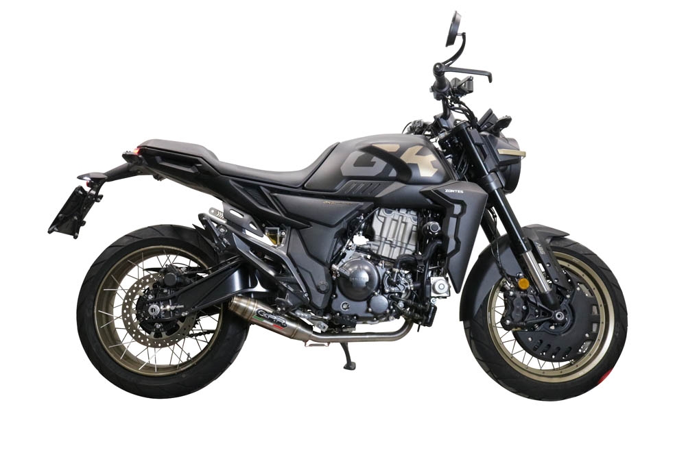 Exhaust compatible with Zontes 350 R1 2022-2024, Deeptone Inox, Full system exhaust, including removable db killer 