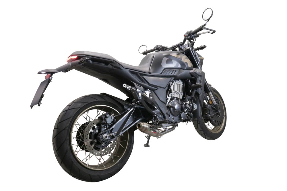 Exhaust compatible with Zontes 350 R1 2022-2024, Deeptone Inox, Full system exhaust, including removable db killer 