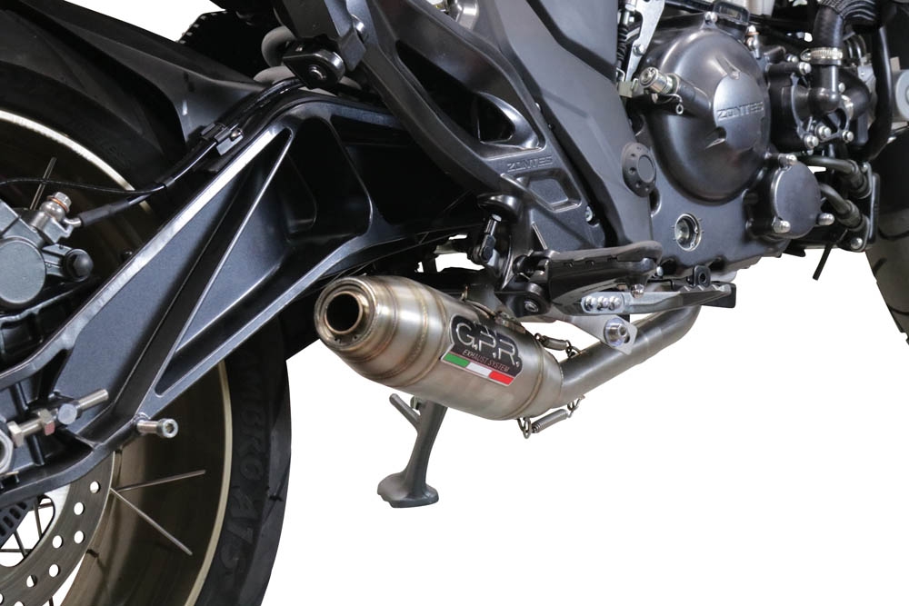 Exhaust compatible with Zontes 350 R1 2022-2024, Deeptone Inox, Full system exhaust, including removable db killer 