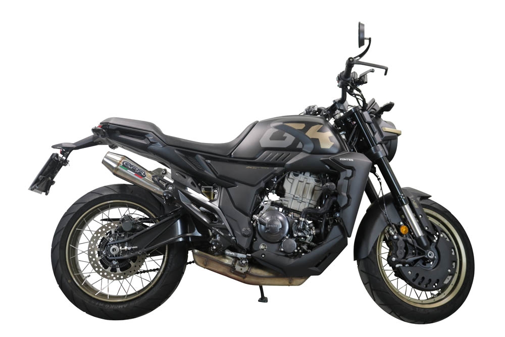 Exhaust compatible with Zontes 350 T1 ADV 2022-2024, Ultracone, Slip-on exhaust including removable db killer and link pipe, EPA-compliant 