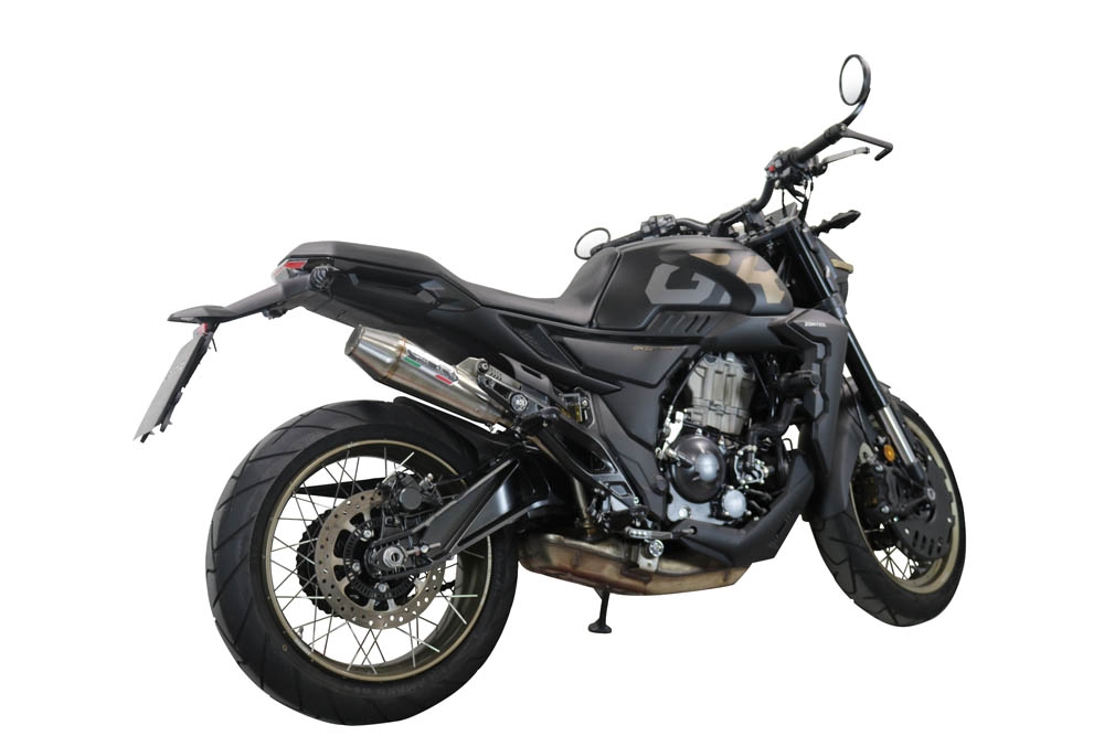 Exhaust compatible with Zontes 350 T1 ADV 2022-2024, Ultracone, Slip-on exhaust including removable db killer and link pipe, EPA-compliant 