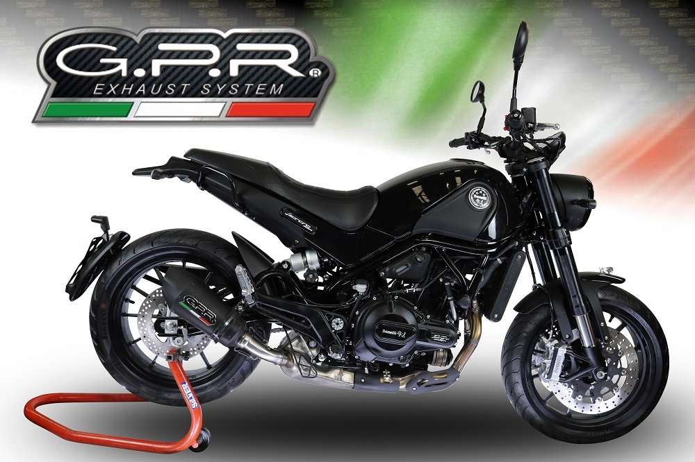 GPR exhaust compatible with  Benelli Leoncino 500 2017-2024, New Grand Prix Evo Black Titanium, Slip-on exhaust including removable db killer and link pipe, EPA-compliant 