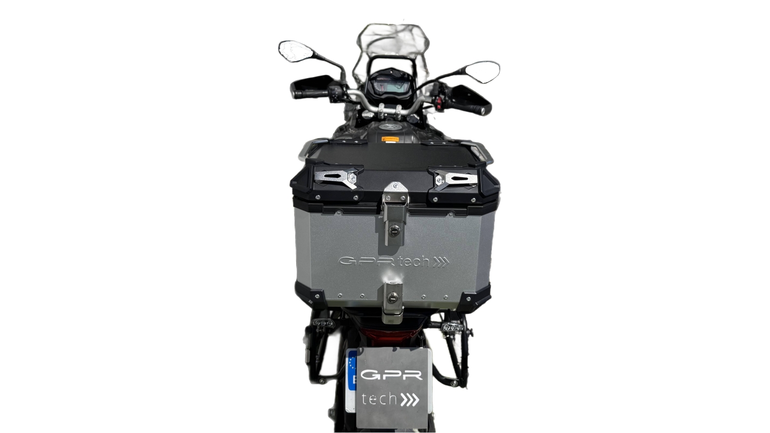 Top case GPR TECH compatible with  Benelli Trk 502 X 2021/2024 e5 GPR TECH Top case in aluminum, silver color with specific plate included Capacity 45 LT.