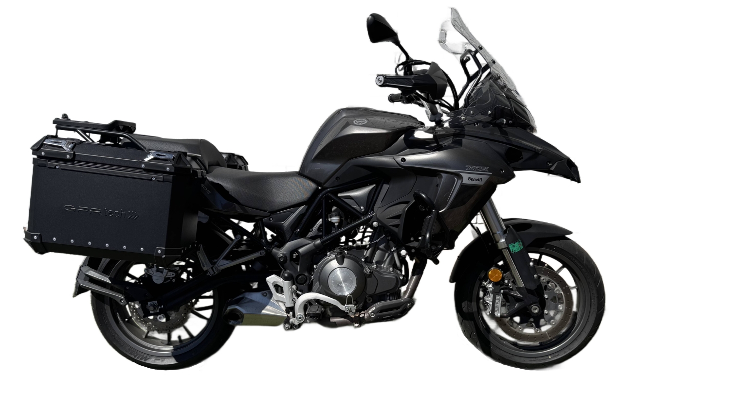 GPR TECH compatible with  Benelli Trk 502 X 2017/2020 e4 GPR TECH Pair of side cases aluminum made, black color with specific pannier holder Capacity 38 LT. + 38 LT.
