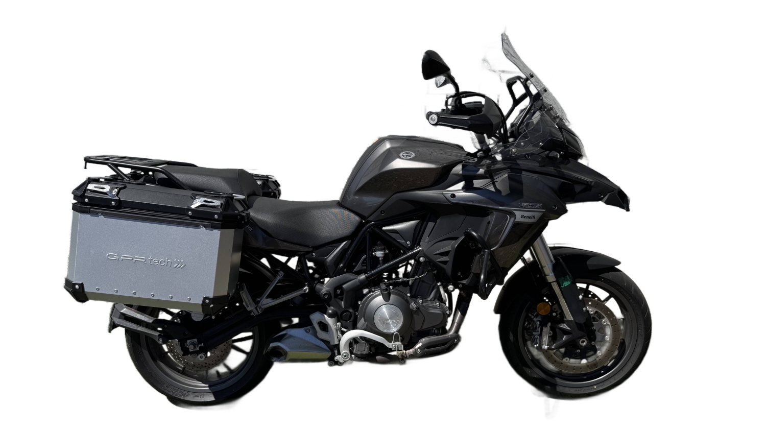 GPR TECH compatible with  Benelli Trk 502 X 2017/2020 e4 GPR TECH Pair of side cases aluminum made, silver color with specific pannier holder Capacity 38 LT. + 38 LT.