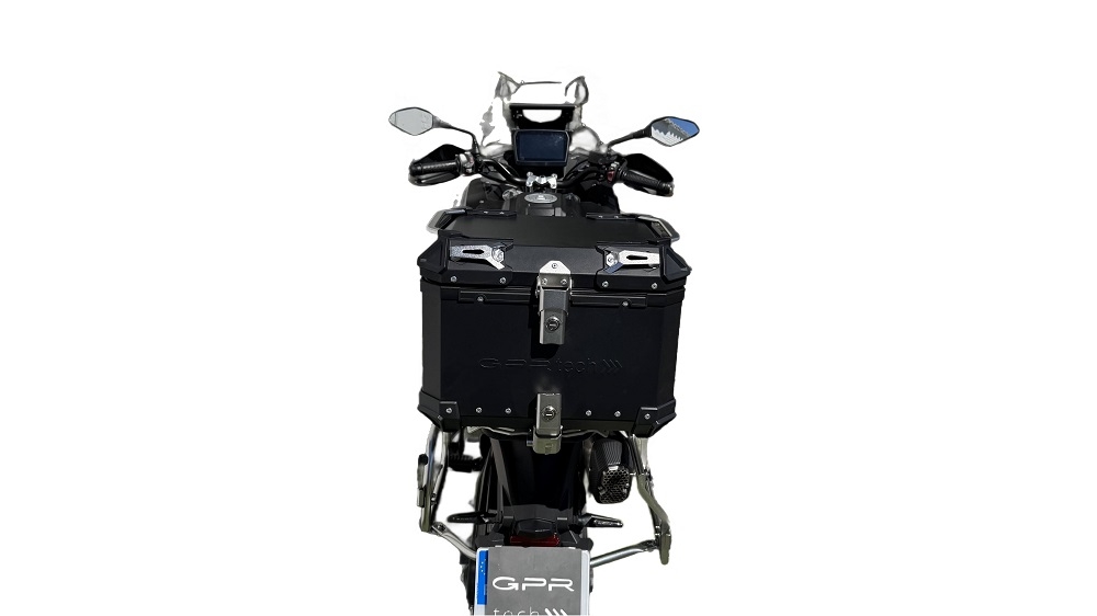 Top case GPR TECH compatible with  Voge 525DSX 2023/2025 e5 GPR TECH Top case in aluminum, black color with specific plate included Capacity 35 LT.