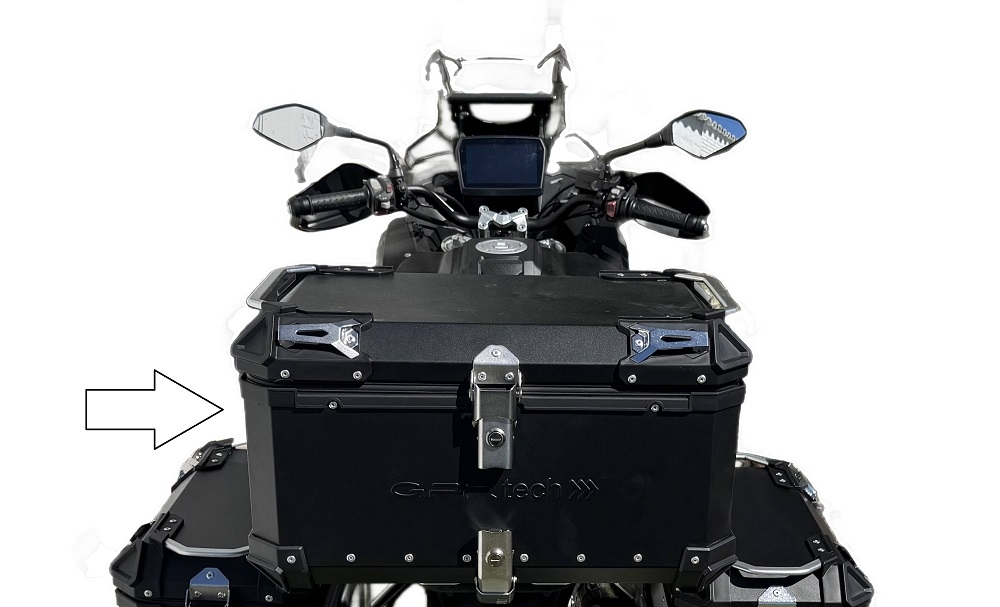 Top case GPR TECH compatible with  Voge 525DSX 2023/2025 e5 GPR TECH Top case in aluminum, black color with specific plate included Capacity 45 LT.