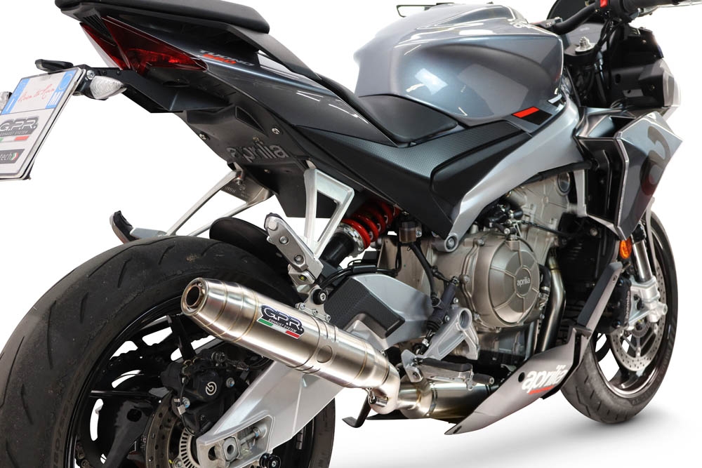 GPR exhaust compatible with Aprilia RS 660 2021-2024, Deeptone Inox, full system exhaust legal for UK and non-EU countries including removable db killer 