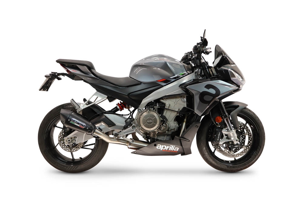 GPR exhaust compatible with Aprilia RS 660 2025-2026, GP-Revo Black Titanium, full system exhaust legal for UK and non-EU countries including removable db killer 